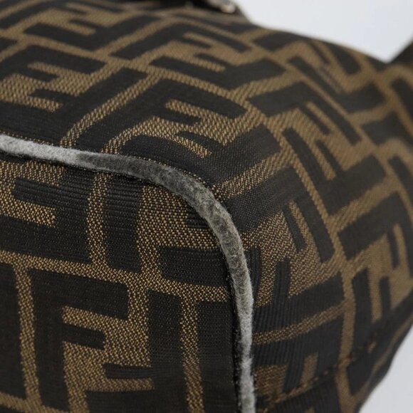 FENDI Zucca Canvas Mamma Baguette Shoulder Bag Black Brown Silver Auth 150142 - Picture 4 of 16
